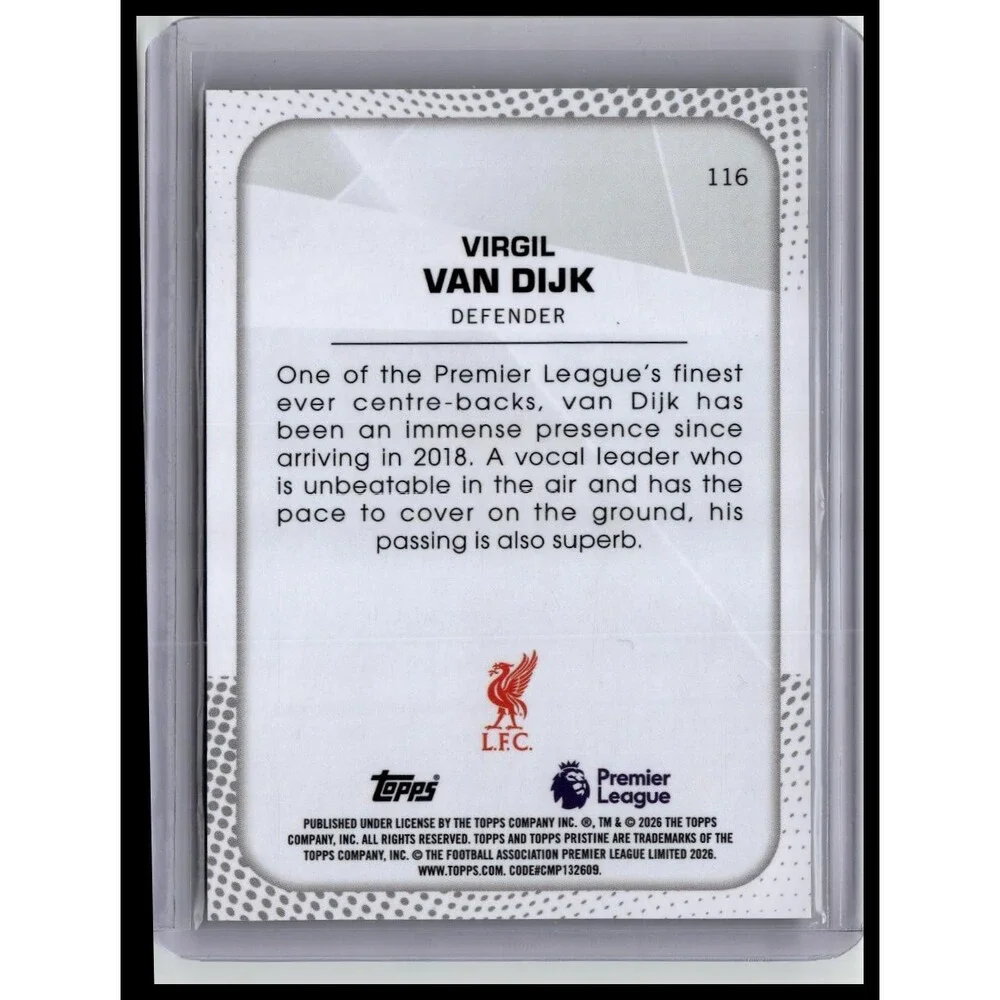 2025-26 Topps Pristine Premier League Virgil van Dijk Liverpool Gold /50